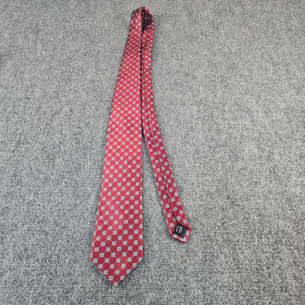 Jos A Bank Executive Collection Red Blue Geometric Medallion Silk Necktie Hand